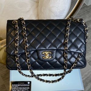 CHANEL JUMBO BLACK CAVIAR LIKE NEW !!!